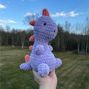 Rule and orange handmade dinosaur plushie stuffed animal amigurumi crochet